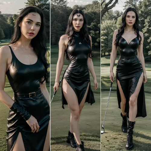 Black Elegance: Gal Gadot Stuns in High-Slit Dress on the Golf Course